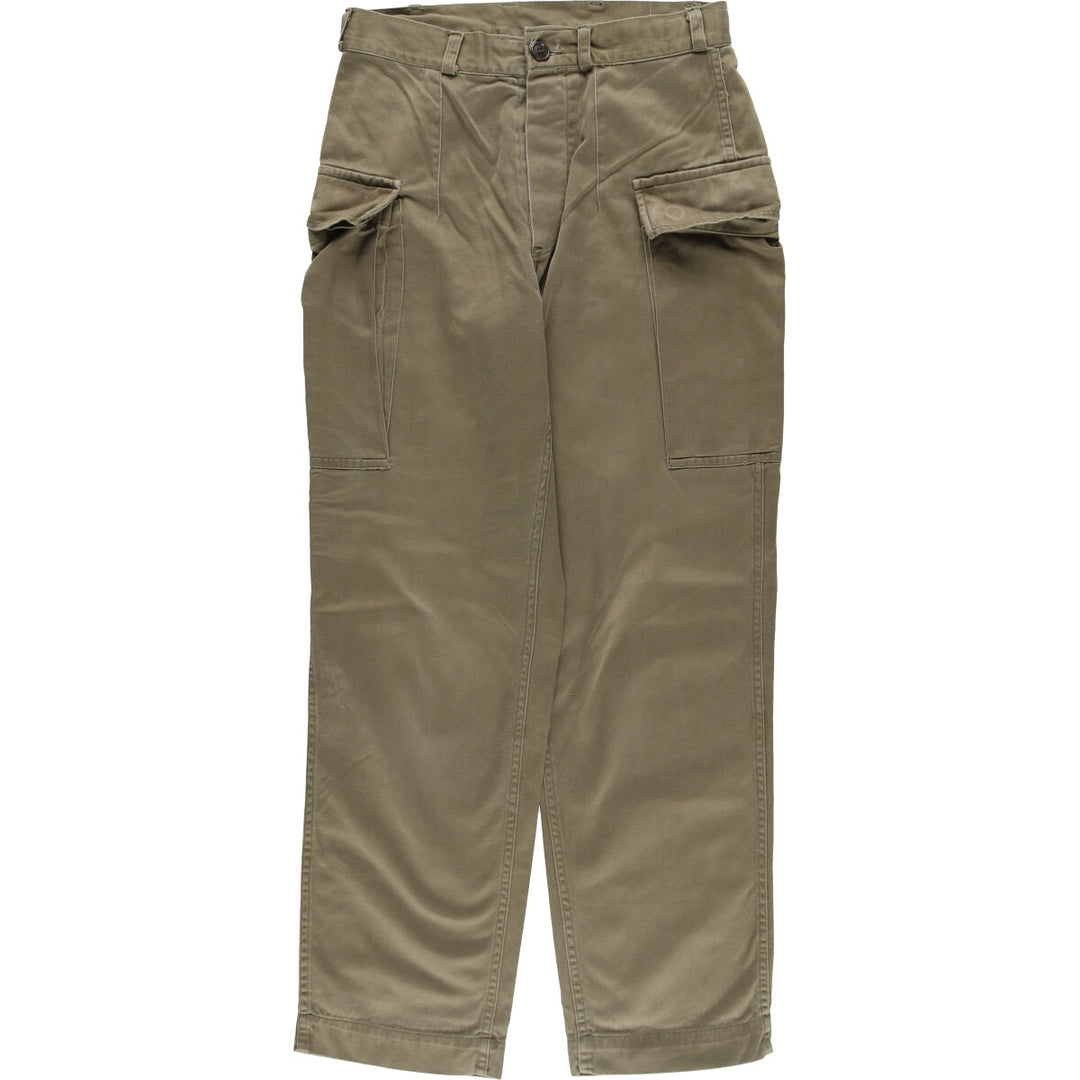 1970'S Dutch military genuine military cargo pants combat pants 78-80 women's size L (w28) vintage cotton Khaki type Vintage Second Hand
