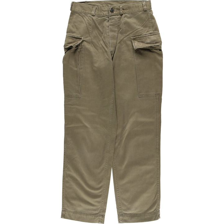 1970'S Dutch military genuine military cargo pants combat pants 78-80 women's size L (w28) vintage cotton Khaki type Vintage Second Hand