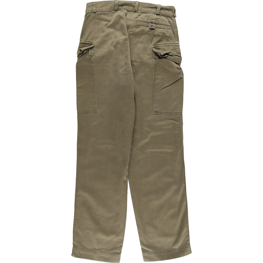 1970'S Dutch military genuine military cargo pants combat pants 78-80 women's size L (w28) vintage cotton Khaki type Vintage Second Hand