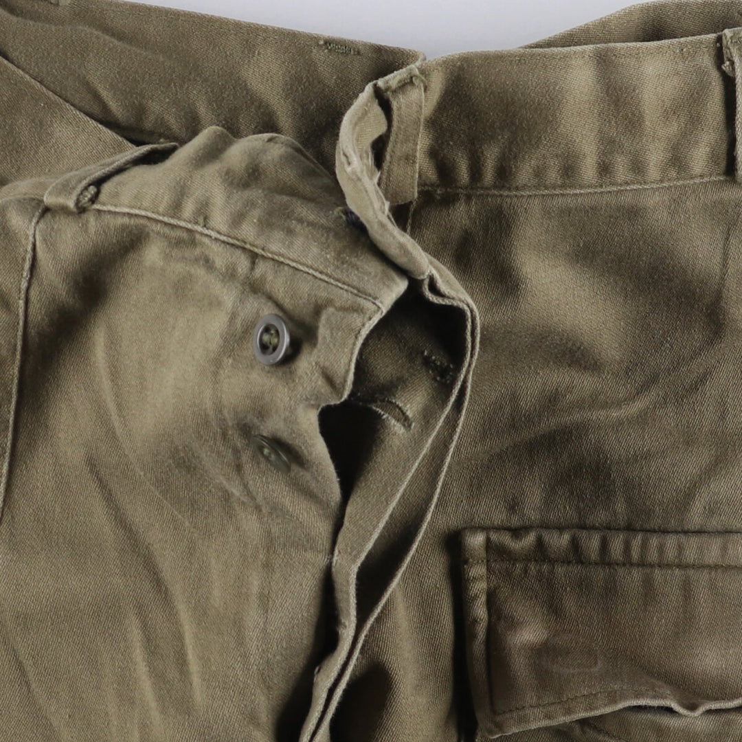 1970'S Dutch military genuine military cargo pants combat pants 78-80 women's size L (w28) vintage cotton Khaki type Vintage Second Hand