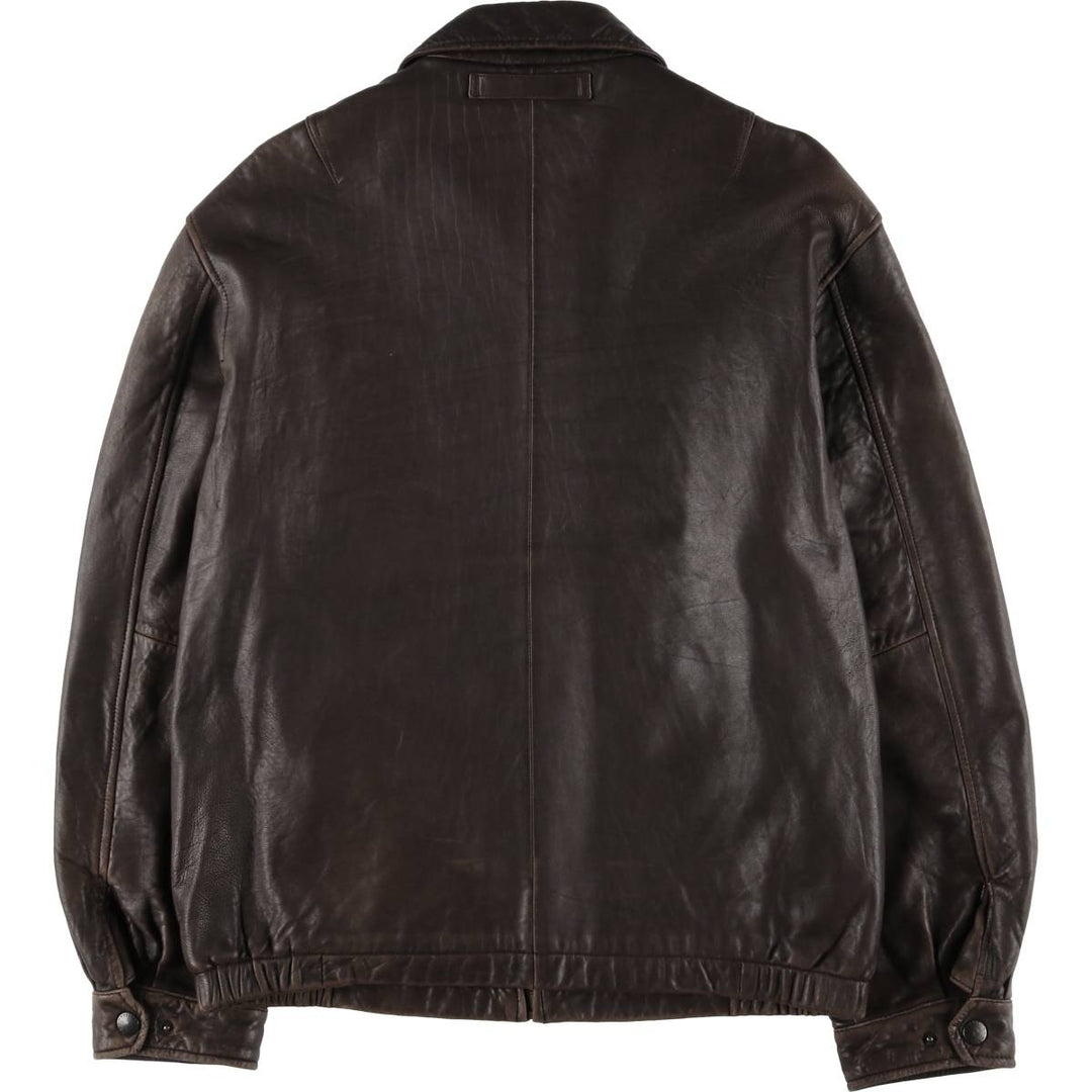 00s~ NAUTICA Swing Top Type Leather Blouson Men's Size L genuine leather brown type Vintage Second Hand