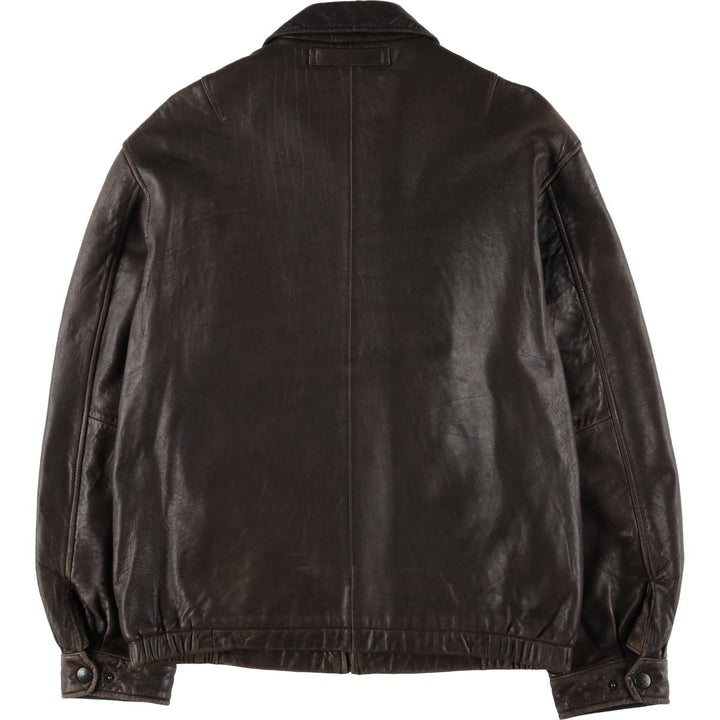 00s~ NAUTICA Swing Top Type Leather Blouson Men's Size L genuine leather brown type Vintage Second Hand