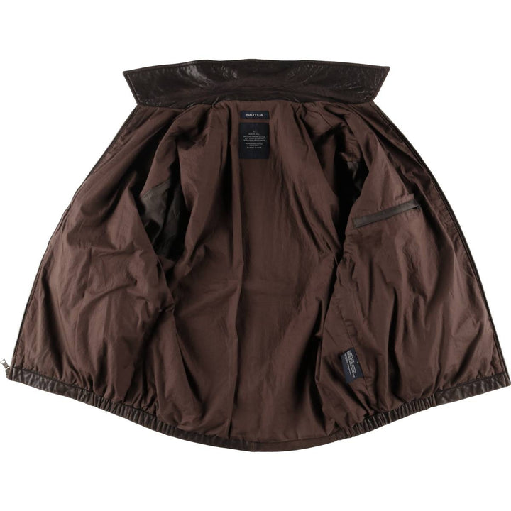 00s~ NAUTICA Swing Top Type Leather Blouson Men's Size L genuine leather brown type Vintage Second Hand