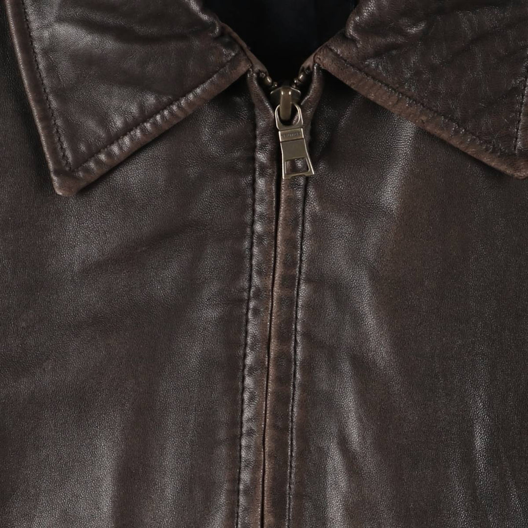 00s~ NAUTICA Swing Top Type Leather Blouson Men's Size L genuine leather brown type Vintage Second Hand