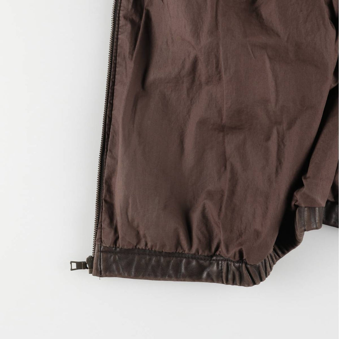 00s~ NAUTICA Swing Top Type Leather Blouson Men's Size L genuine leather brown type Vintage Second Hand