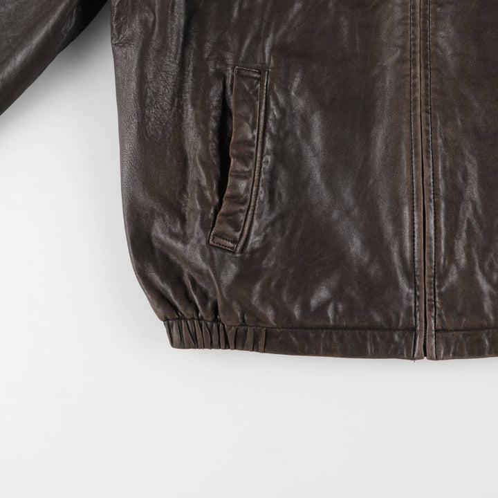 00s~ NAUTICA Swing Top Type Leather Blouson Men's Size L genuine leather brown type Vintage Second Hand