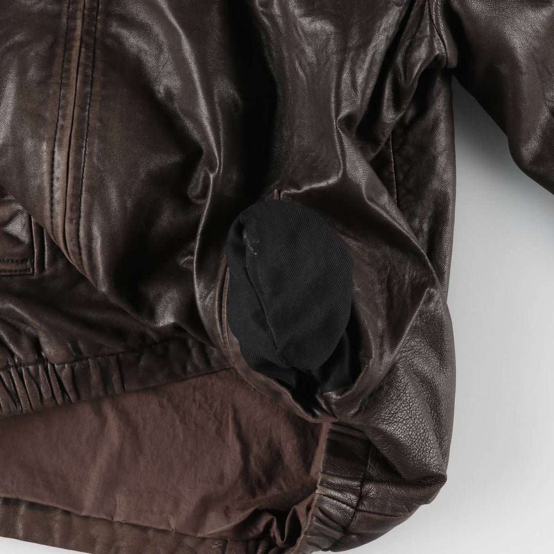 00s~ NAUTICA Swing Top Type Leather Blouson Men's Size L genuine leather brown type Vintage Second Hand