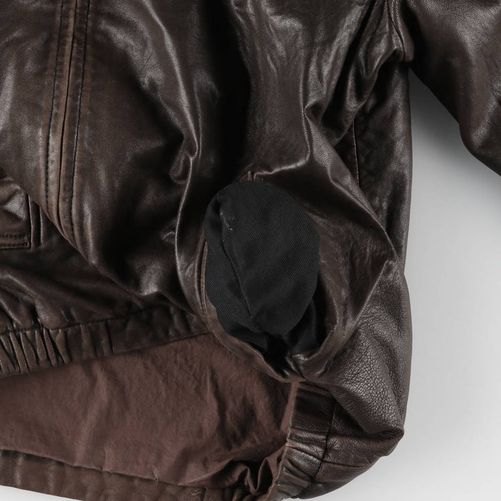 00s~ NAUTICA Swing Top Type Leather Blouson Men's Size L genuine leather brown type Vintage Second Hand