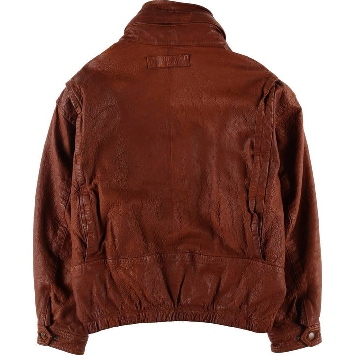 90'S NAUTICA padded leather jacket type men's XL size vintage genuine leather brown type Vintage Second Hand