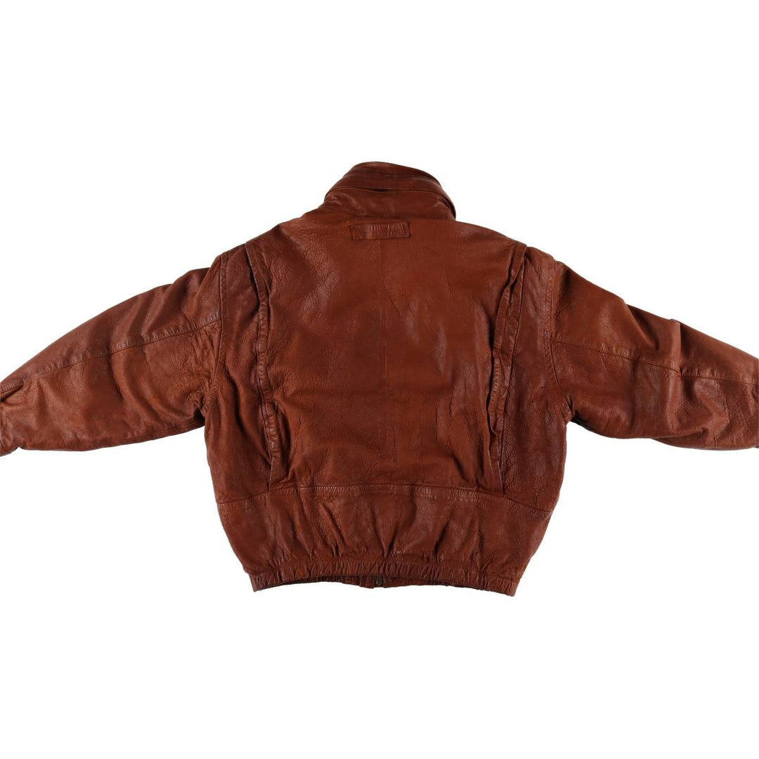 90'S NAUTICA padded leather jacket type men's XL size vintage genuine leather brown type Vintage Second Hand