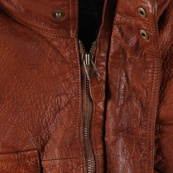 90'S NAUTICA padded leather jacket type men's XL size vintage genuine leather brown type Vintage Second Hand