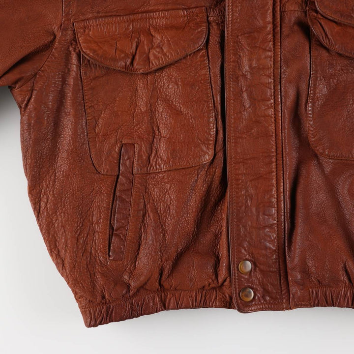 90'S NAUTICA padded leather jacket type men's XL size vintage genuine leather brown type Vintage Second Hand
