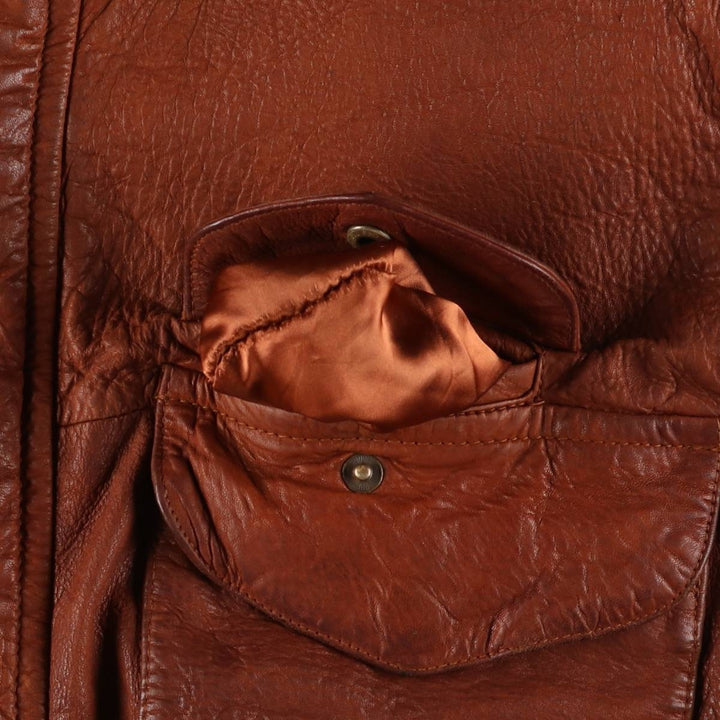 90'S NAUTICA padded leather jacket type men's XL size vintage genuine leather brown type Vintage Second Hand