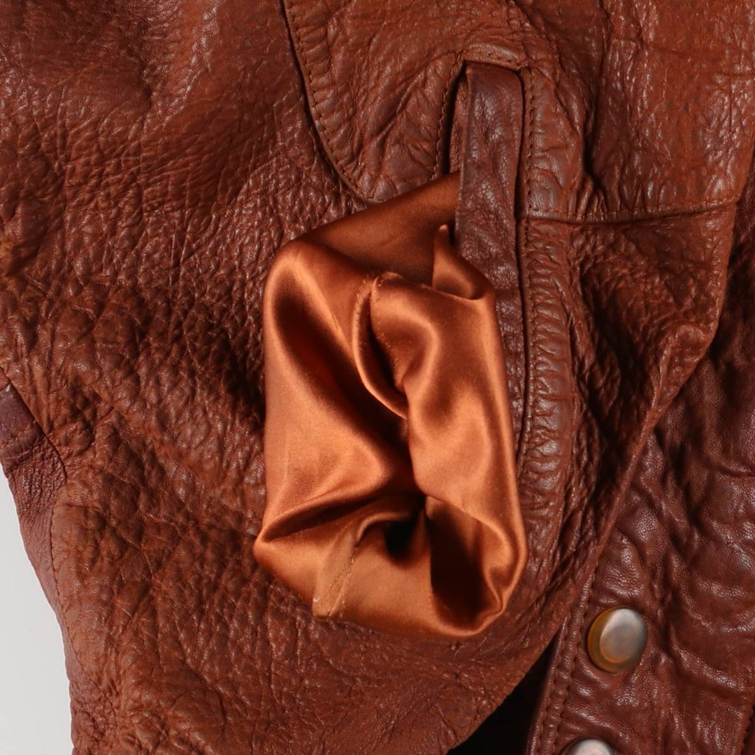 90'S NAUTICA padded leather jacket type men's XL size vintage genuine leather brown type Vintage Second Hand