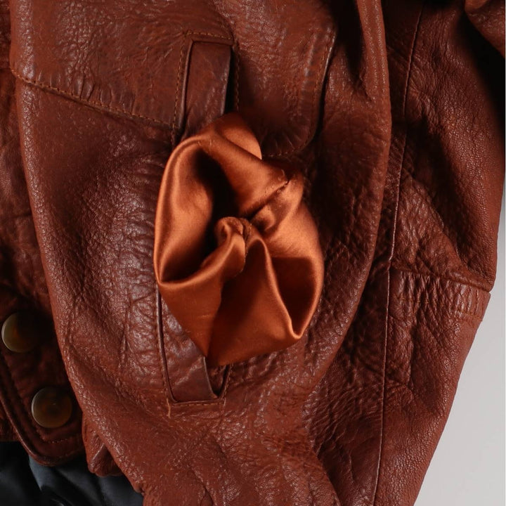 90'S NAUTICA padded leather jacket type men's XL size vintage genuine leather brown type Vintage Second Hand