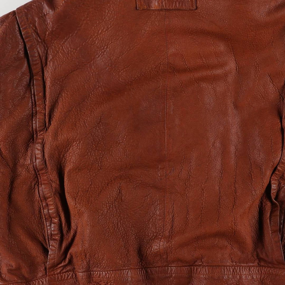 90'S NAUTICA padded leather jacket type men's XL size vintage genuine leather brown type Vintage Second Hand