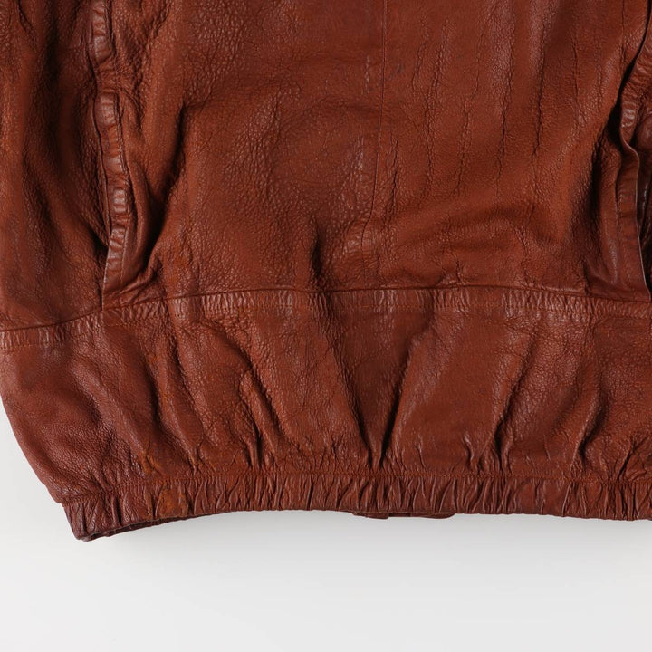 90'S NAUTICA padded leather jacket type men's XL size vintage genuine leather brown type Vintage Second Hand