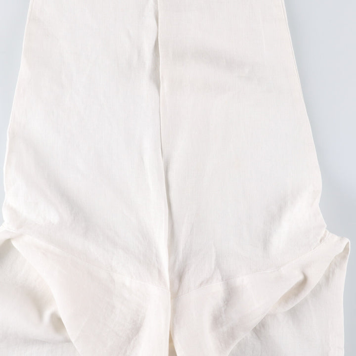 DANNY NOBLE Ruffled Round Collar Long Sleeve Linen Shirt, Made in USA, Women's Size Small linen white type Vintage Second Hand