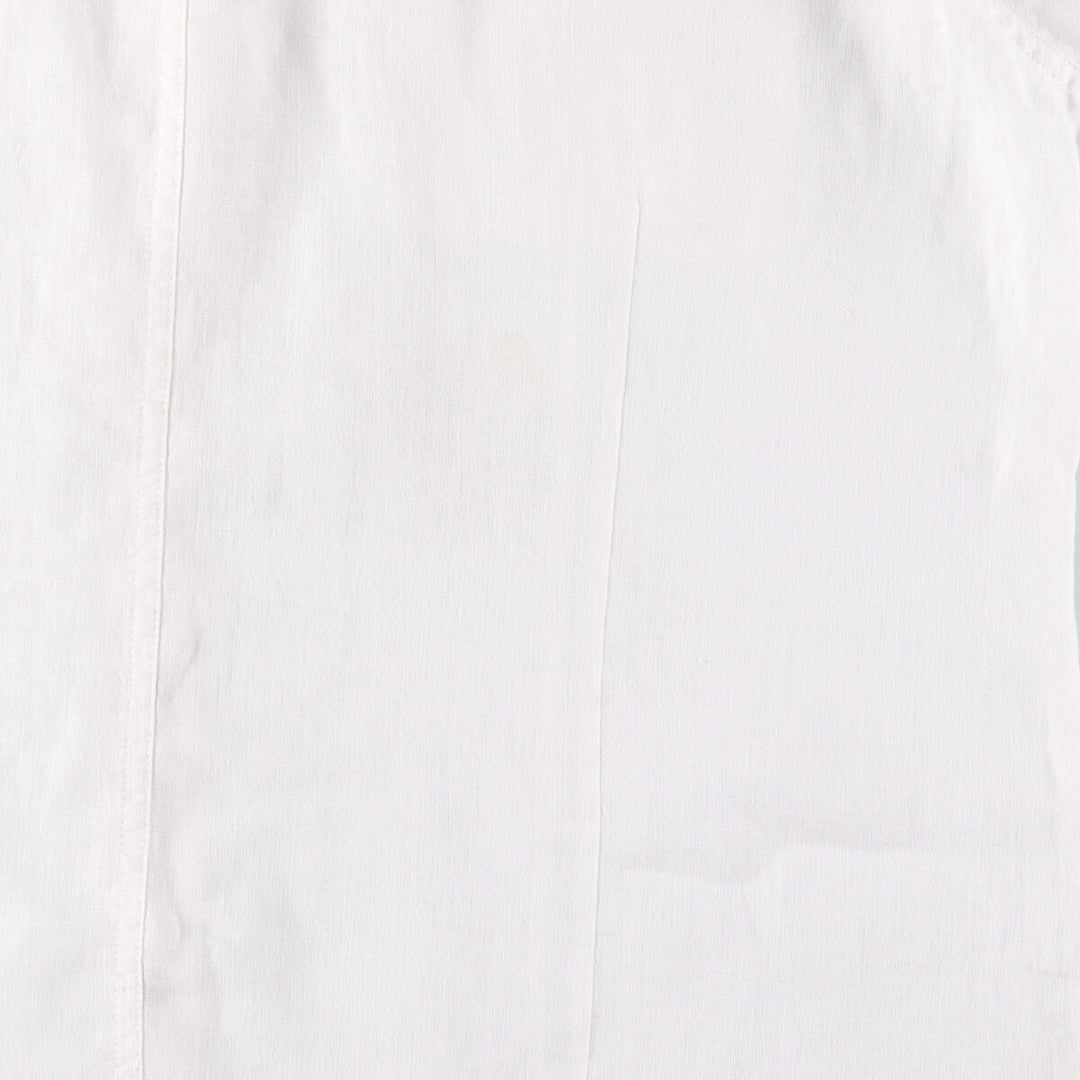 CHICO'S Floral Open Collar Long Sleeve Linen Shirt, Women's Size L linen white type Vintage Second Hand