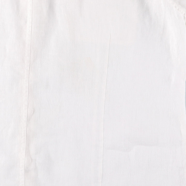 CHICO'S Floral Open Collar Long Sleeve Linen Shirt, Women's Size L linen white type Vintage Second Hand