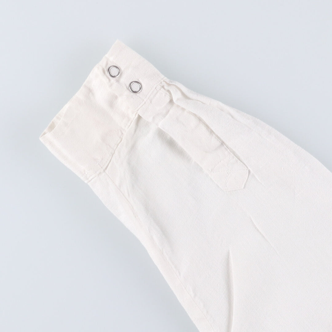 CHICO'S Floral Open Collar Long Sleeve Linen Shirt, Women's Size L linen white type Vintage Second Hand