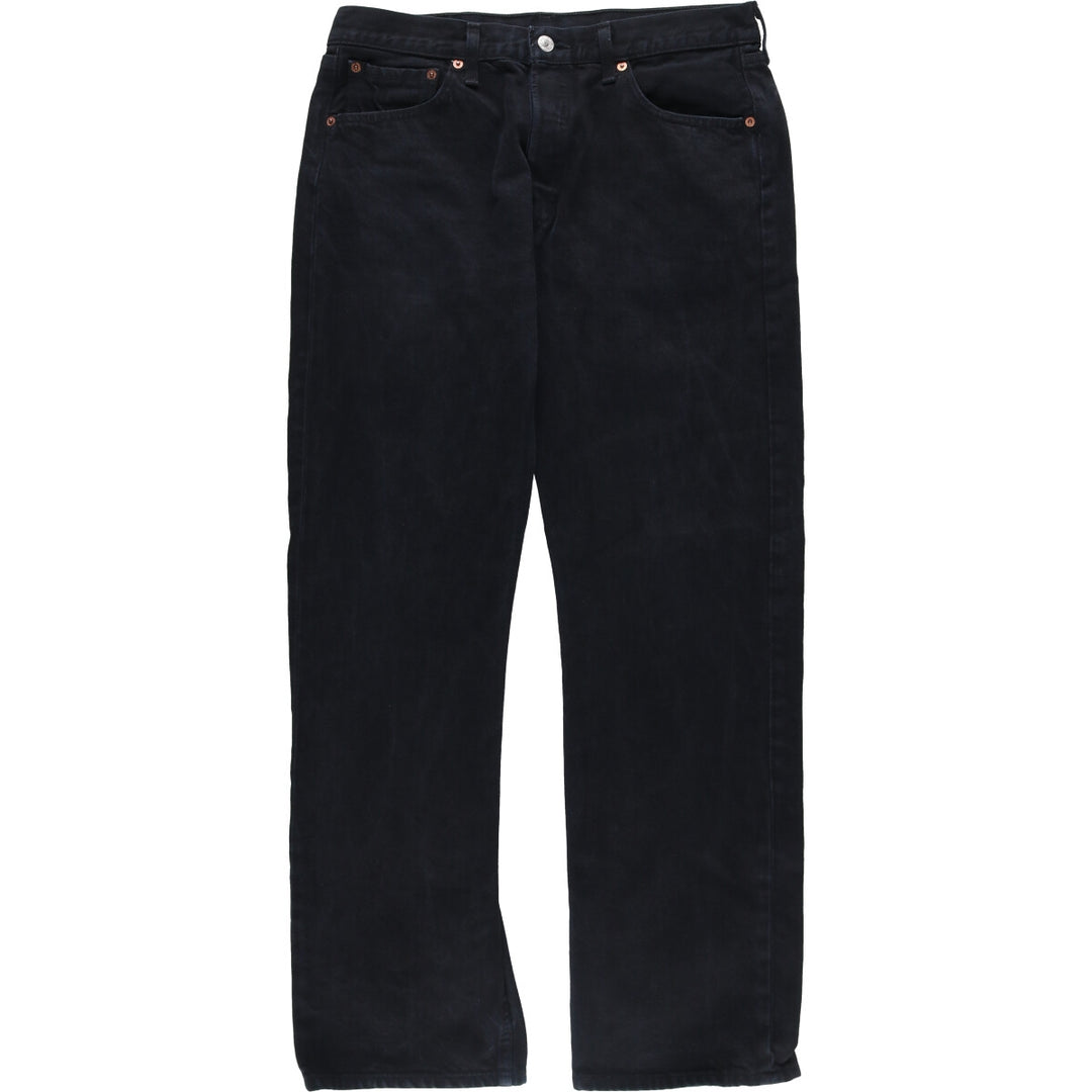 00'S Levi's 501 Euro model black denim straight denim pants for men, size W33 cotton black type Vintage Second Hand