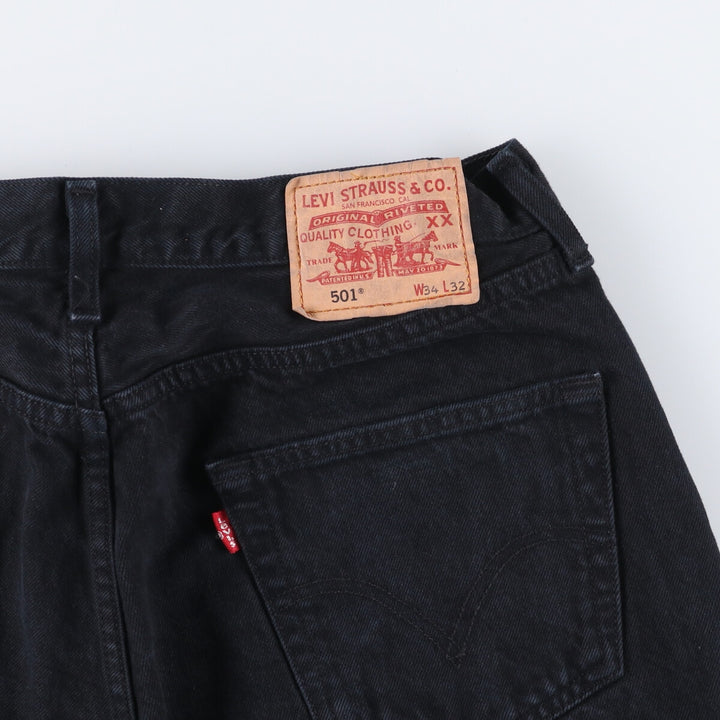 00'S Levi's 501 Euro model black denim straight denim pants for men, size W33 cotton black type Vintage Second Hand