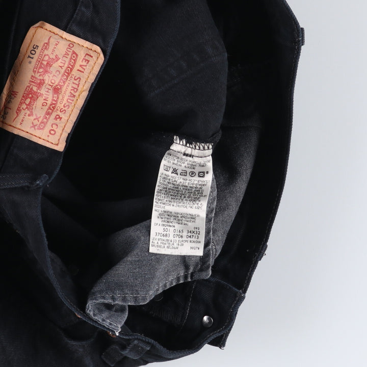 00'S Levi's 501 Euro model black denim straight denim pants for men, size W33 cotton black type Vintage Second Hand
