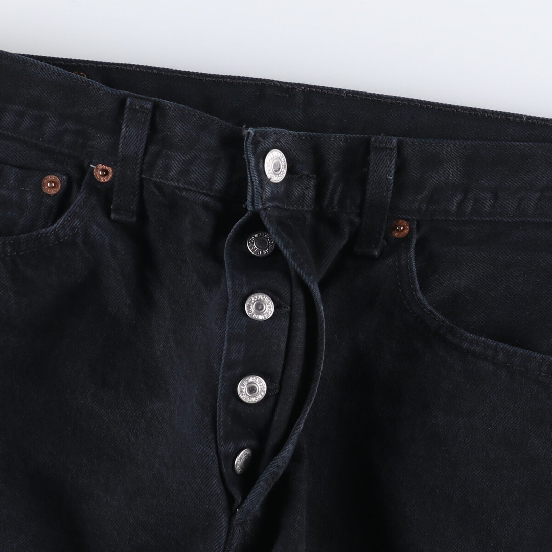00'S Levi's 501 Euro model black denim straight denim pants for men, size W33 cotton black type Vintage Second Hand