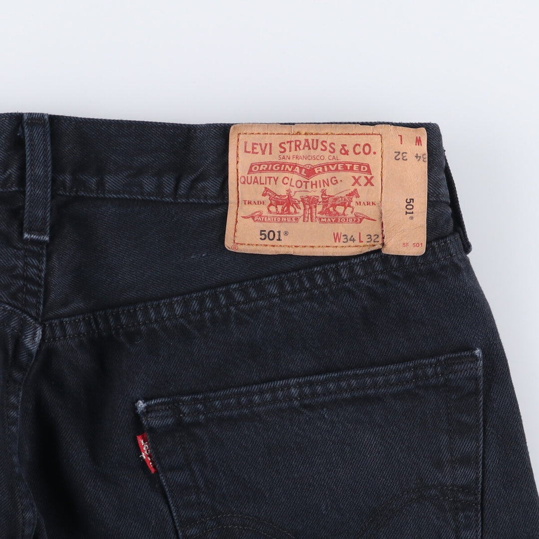 Levi's 501 Euro Model Black Denim Straight Denim Pants Men's W34 cotton black type Vintage Second Hand