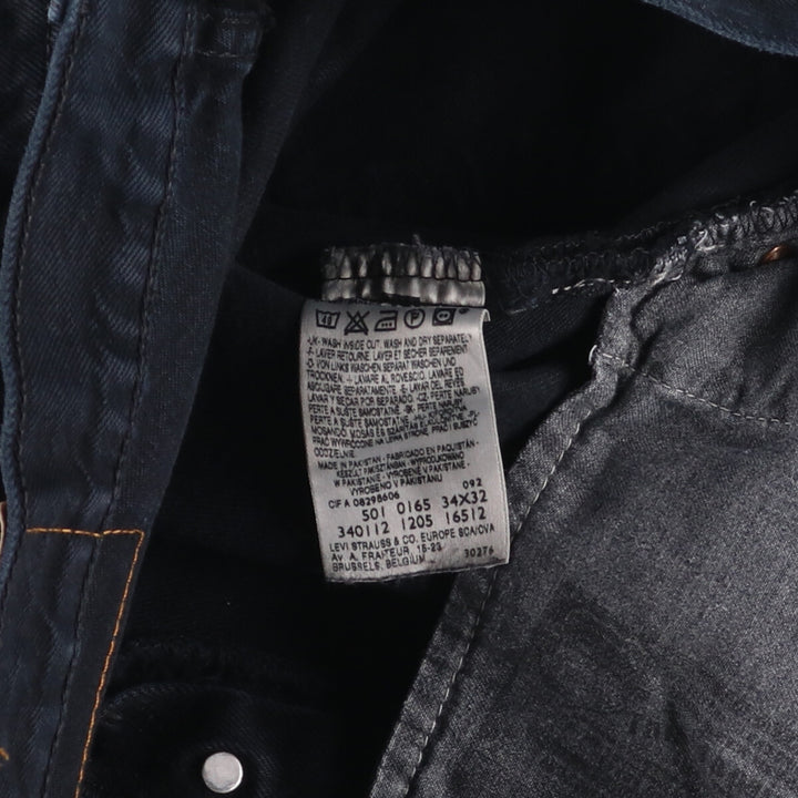 Levi's 501 Euro Model Black Denim Straight Denim Pants Men's W34 cotton black type Vintage Second Hand