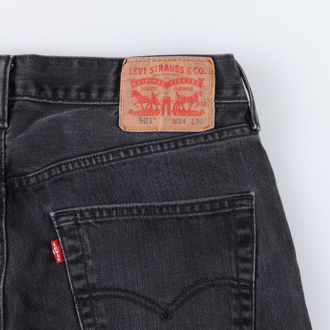 Levi's 501 Black Denim Straight Denim Pants for Men, W33 equivalent cotton black type Vintage Second Hand