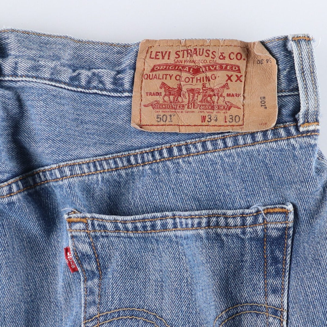 Levi's 501 straight denim pants for men, size W34 cotton Blue type light blue Vintage Second Hand