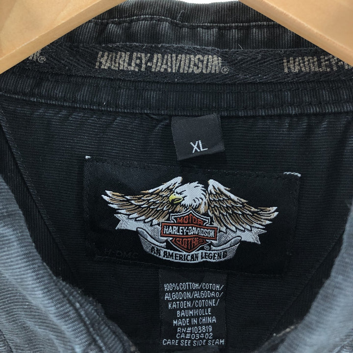 Harley-Davidson Long Sleeve Work Shirt, Men's XL cotton black type Vintage Second Hand