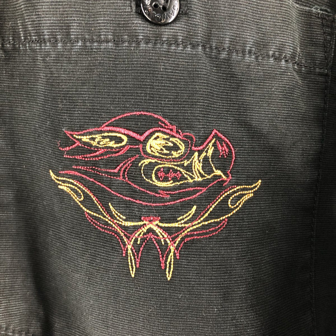 Harley-Davidson Long Sleeve Work Shirt, Men's XL cotton black type Vintage Second Hand