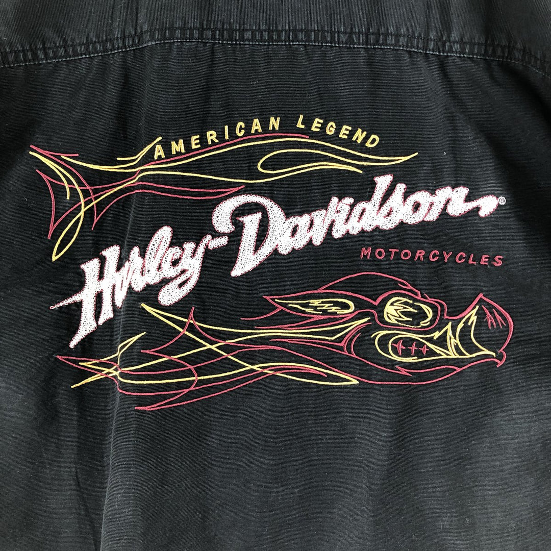Harley-Davidson Long Sleeve Work Shirt, Men's XL cotton black type Vintage Second Hand
