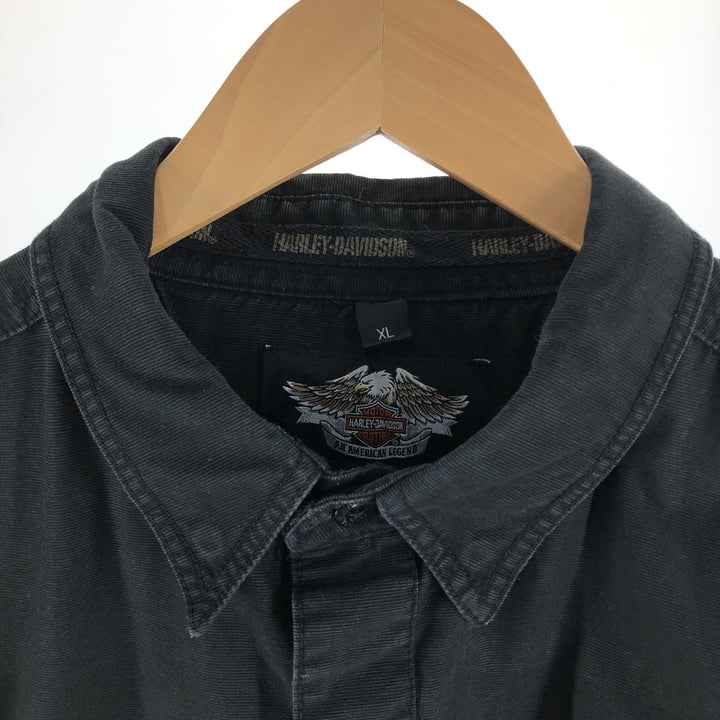Harley-Davidson Long Sleeve Work Shirt, Men's XL cotton black type Vintage Second Hand