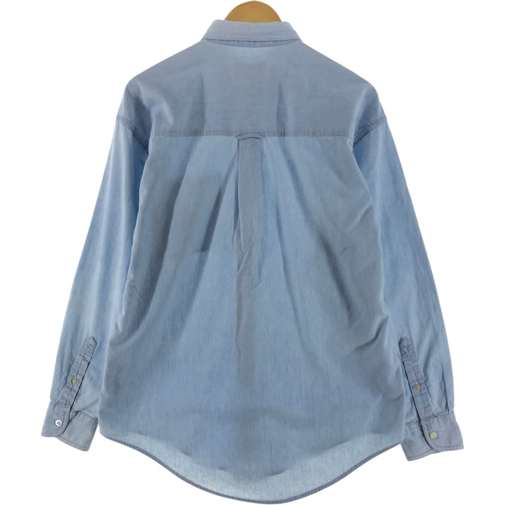 90'S Ralph Lauren CHAPS Long Sleeve Button Down Chambray Shirt Men's M Size Vintage cotton Blue type light blue Vintage Second Hand