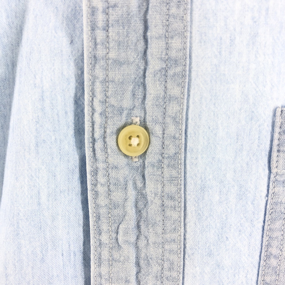 90'S Ralph Lauren CHAPS Long Sleeve Button Down Chambray Shirt Men's M Size Vintage cotton Blue type light blue Vintage Second Hand