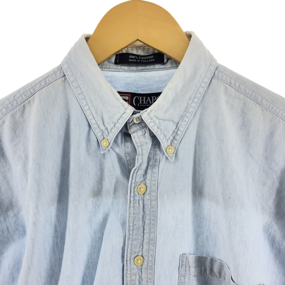 90'S Ralph Lauren CHAPS Long Sleeve Button Down Chambray Shirt Men's M Size Vintage cotton Blue type light blue Vintage Second Hand