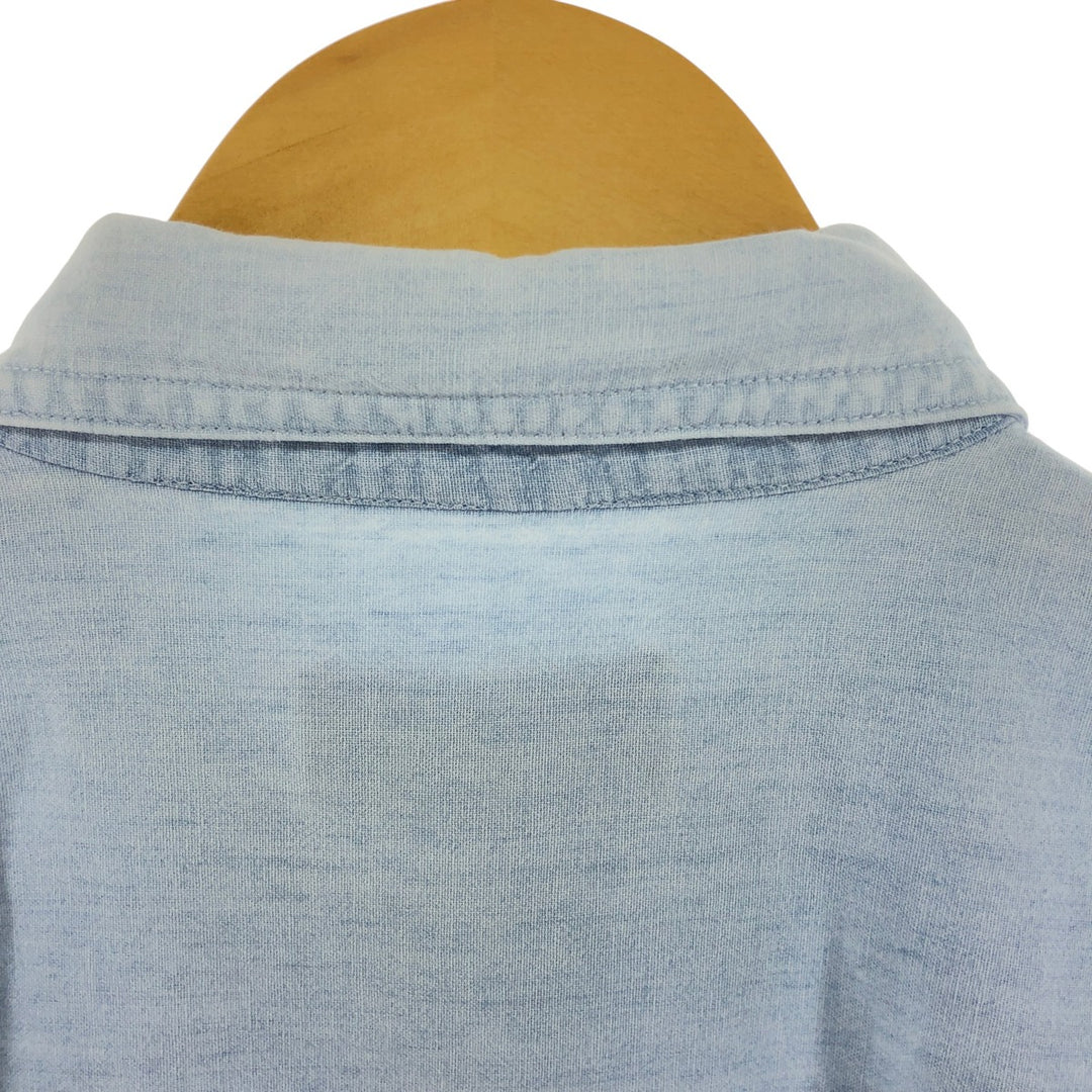 90'S Ralph Lauren CHAPS Long Sleeve Button Down Chambray Shirt Men's M Size Vintage cotton Blue type light blue Vintage Second Hand