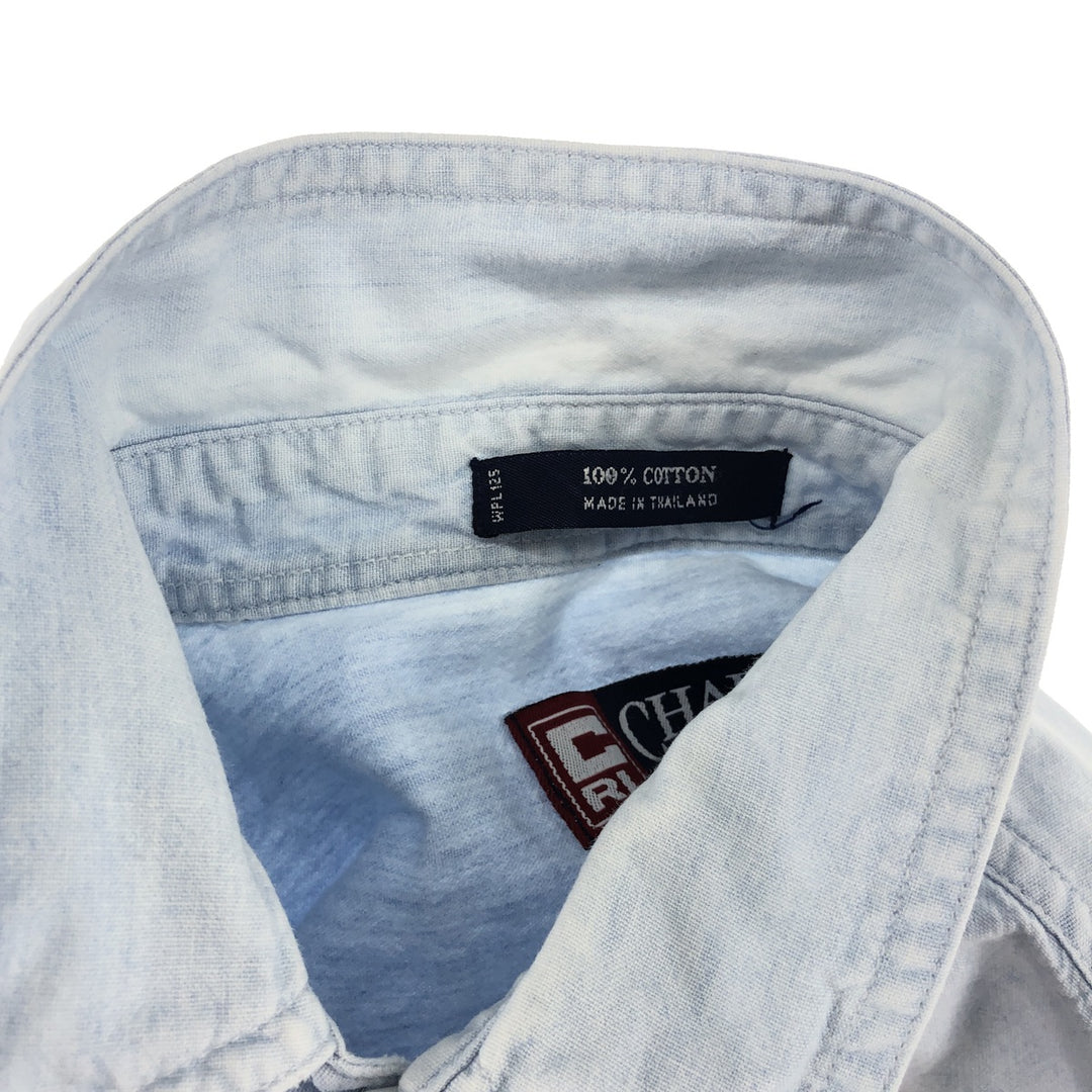 90'S Ralph Lauren CHAPS Long Sleeve Button Down Chambray Shirt Men's M Size Vintage cotton Blue type light blue Vintage Second Hand