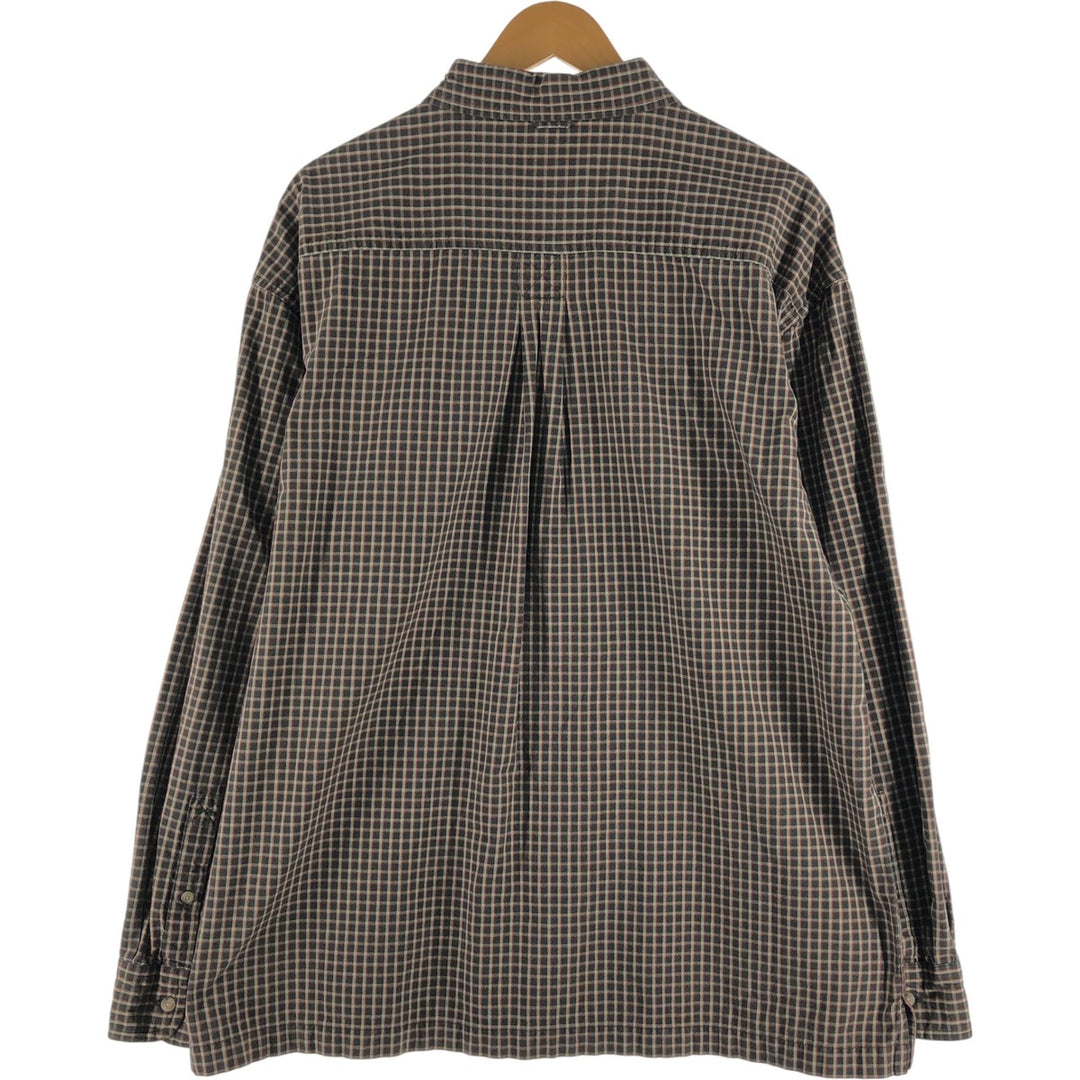 Vintage 90s-00'S Timberland long-sleeved cotton check shirt, men's size XL cotton brown type Vintage Second Hand