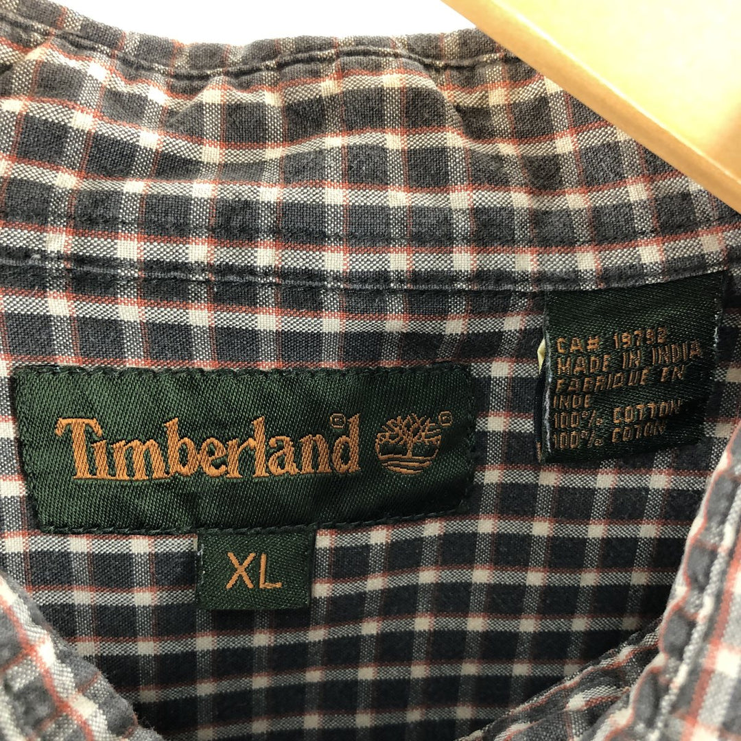 Vintage 90s-00'S Timberland long-sleeved cotton check shirt, men's size XL cotton brown type Vintage Second Hand
