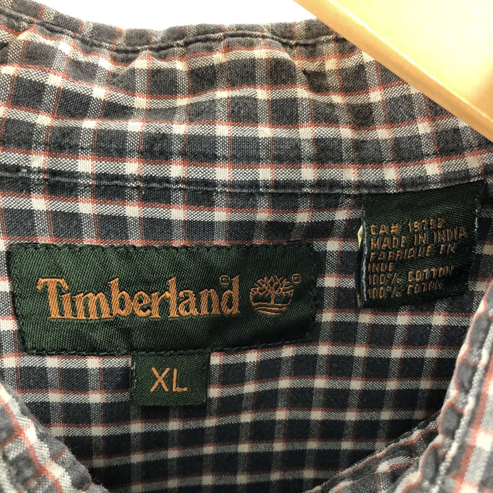 Vintage 90s-00'S Timberland long-sleeved cotton check shirt, men's size XL cotton brown type Vintage Second Hand