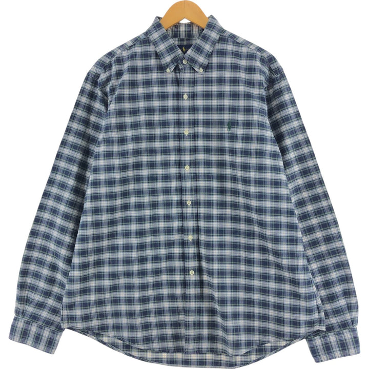 Ralph Lauren CUSTOM FIT long sleeve button down check shirt men's XL size cotton green type Vintage Second Hand