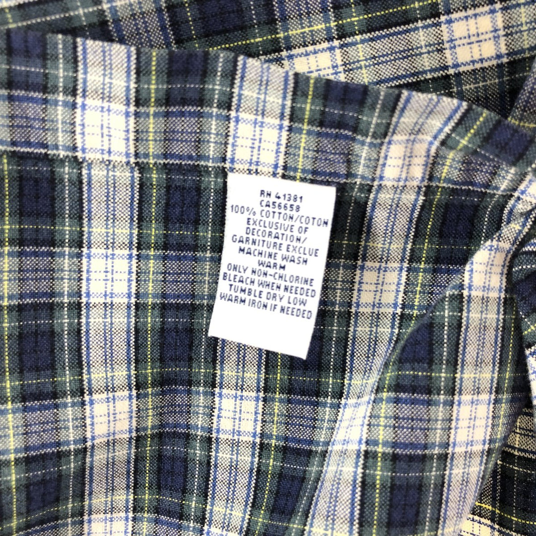 Ralph Lauren CUSTOM FIT long sleeve button down check shirt men's XL size cotton green type Vintage Second Hand