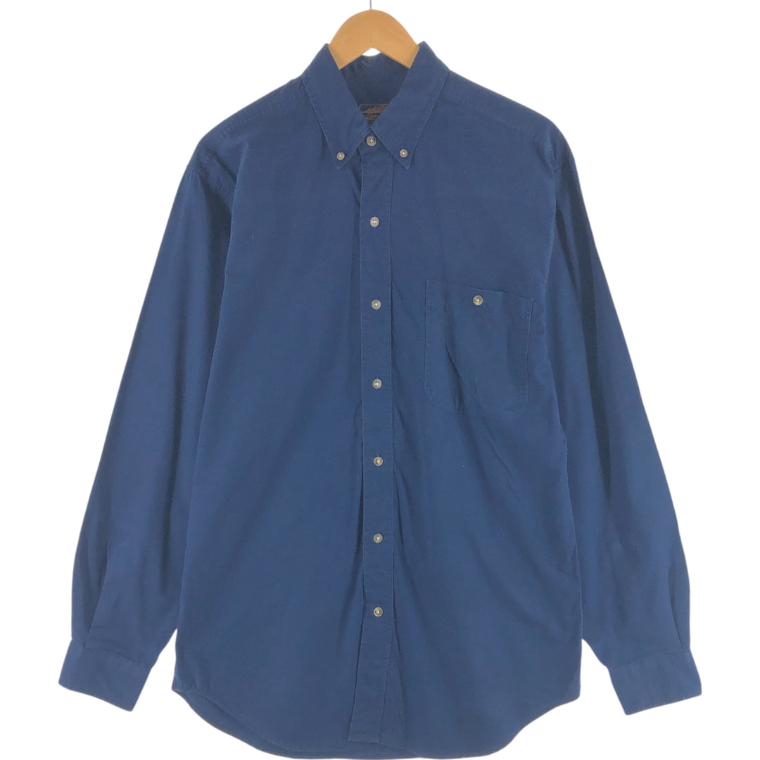 80s-90'S Eddie Bauer Black Tag Long Sleeve Button Down Shirt Men's M Size Vintage cotton navy blue type Vintage Second Hand