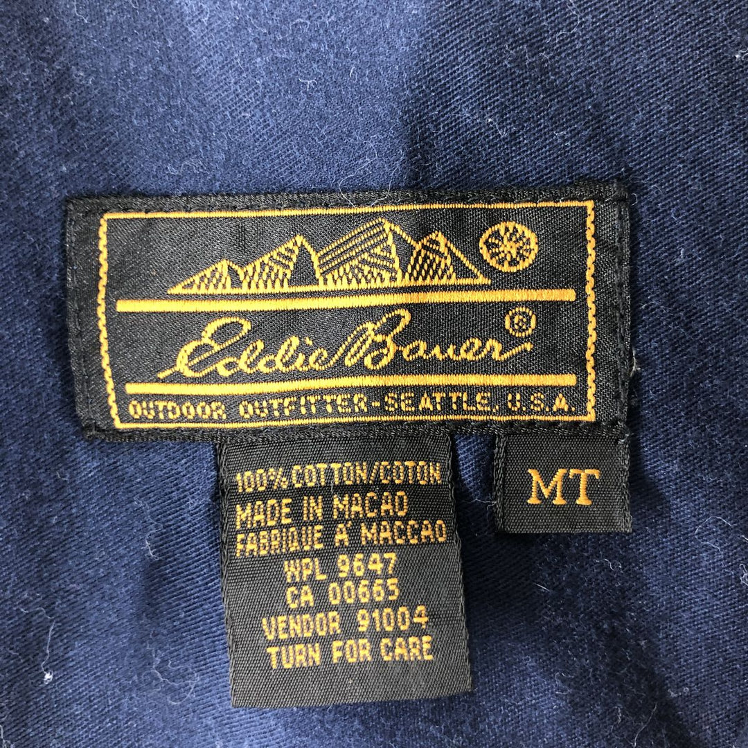 80s-90'S Eddie Bauer Black Tag Long Sleeve Button Down Shirt Men's M Size Vintage cotton navy blue type Vintage Second Hand