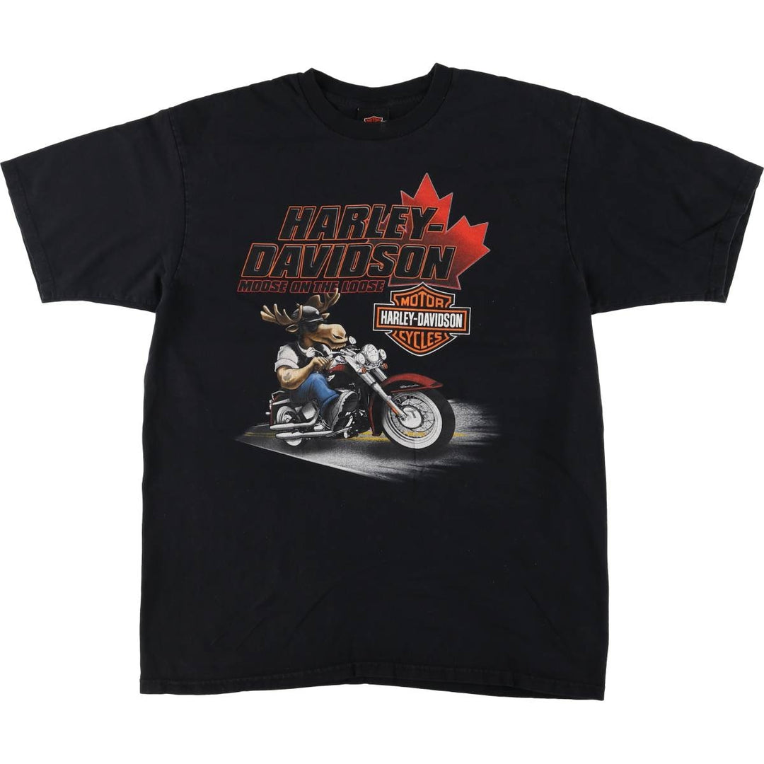 00'S Harley-Davidson Motorcycle Bike T-shirt Made in USA Men's XL cotton black type Vintage Second Hand